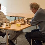 Brett 7: links IM Julijan Plenca (Elo 2416) gegen FM Peter Bauer (Elo 2199)© Jürgen Koch