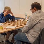 Brett 8: links Tobias Koelle (Elo 1902) gegen Matthias Schwab (Elo 2133)© Jürgen Koch