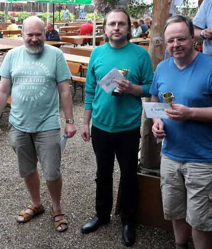von links: IM Vadim Cernov, IM Mikhail Zaitsev, Torsten Schulte